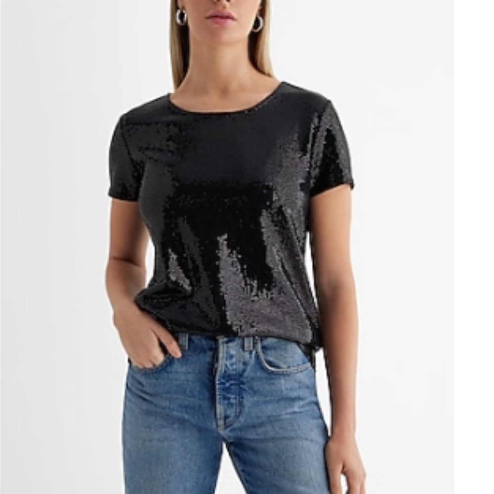 Express metallic dot sequin tee, NWT